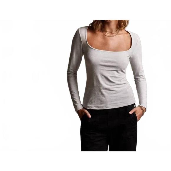 NEW JAMES PERSE velvet long sleeve top in talc - Picture 1 of 3